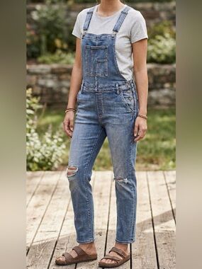 Silver Jeans Co Distressed Denim Overalls Medium Wash Size L/L28